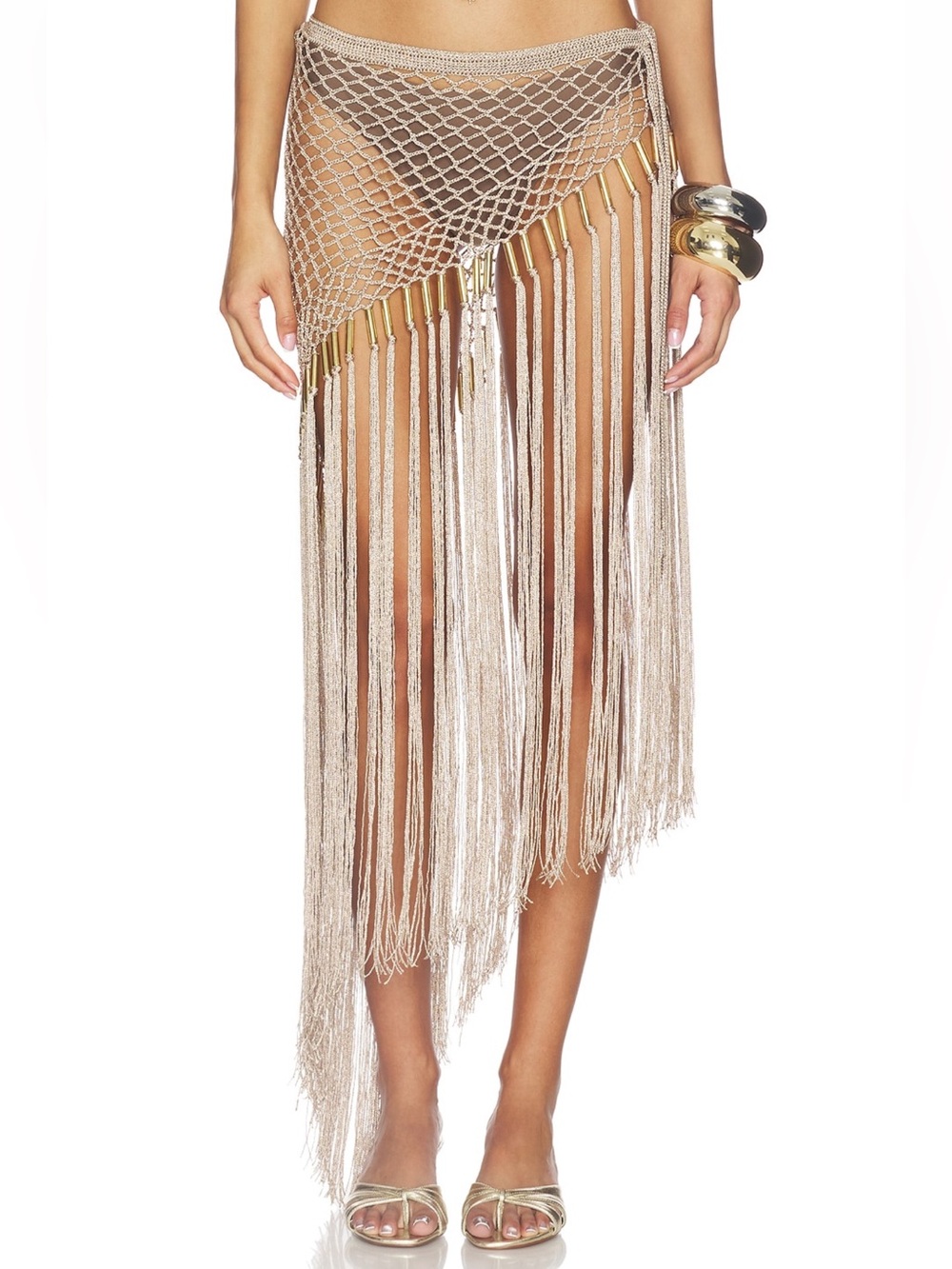 My Beachy Side Aria Hand Crochet Fringe Skirt in Bronze